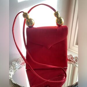 Paloma Picasso vintage unique shoulder evening bag in red / gold